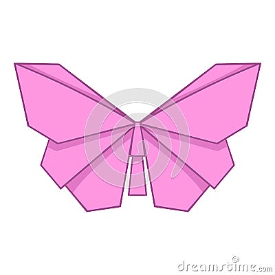 Origami pink butterfly icon, cartoon style Vector Illustration