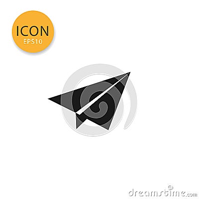 Origami plane icon isolated flat style. Vector Illustration