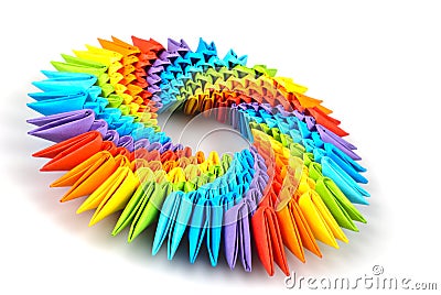 Origami rainbow 3d Stock Photo