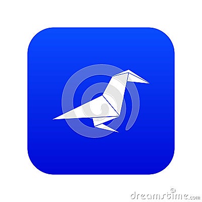 Origami raven icon blue vector Vector Illustration