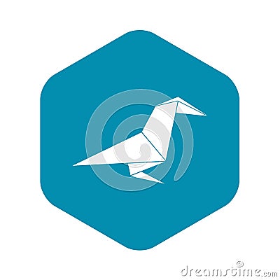 Origami raven icon, simple black style Vector Illustration