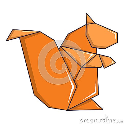 Origami squirrel icon, cartoon style Vector Illustration