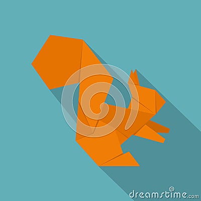 Origami squirrel icon, flat style Vector Illustration