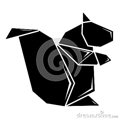Origami squirrel icon, simple black style Vector Illustration