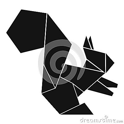 Origami squirrel icon, simple black style Vector Illustration