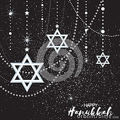 Origami Star of David. Happy Hanukkah. Vector Illustration