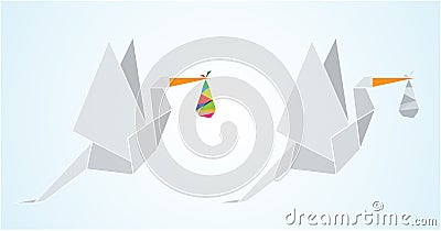 Origami stork Vector Illustration