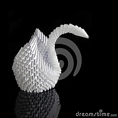 Origami swan Stock Photo