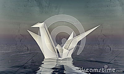 Origami swan Stock Photo