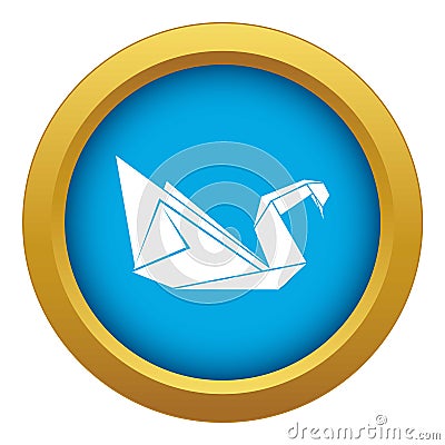 Origami swan icon blue vector isolated Vector Illustration