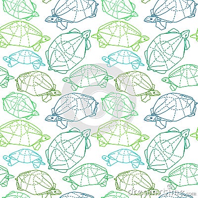 Origami turtles drawing illustration. Vector Illustration