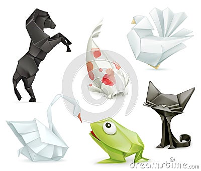 Origami vector animals icons Vector Illustration