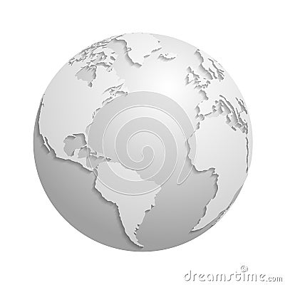 Origami white paper world globe. 3d vector illustration Vector Illustration