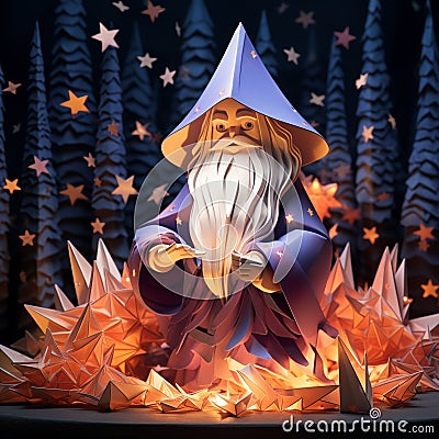 The Origami Wizard's Spell Stock Photo