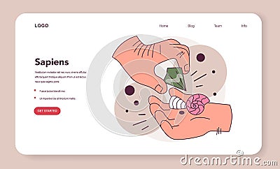 Origin of language theory. Speech evolved with the development Vector Illustration
