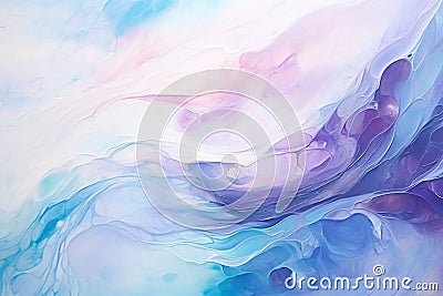 original abstract futuristic waves of watercolor paint with a smooth transition of colors, blue-purple shades, background, design Stock Photo