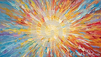 Original acrylic or oil painting background made with paint strokes. Interior painting. Mixed paints with gradient vivid colors. Stock Photo