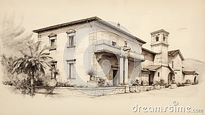 Original Architectural Sketches: Guido Borelli Da Caluso And Classic Byzantine Architecture Stock Photo