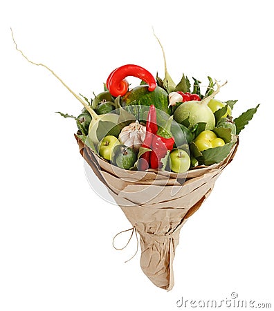 Original bouquet of vegetables on a white background Stock Photo