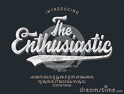 Original Brush Script Font. Retro Typeface. Vector Vector Illustration