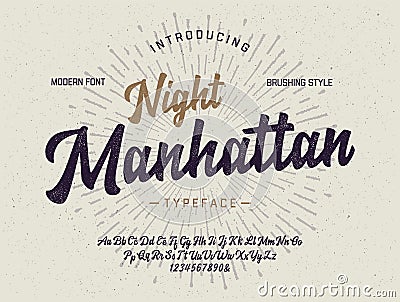 Original Brush Script Font. Retro Typeface. Vector Vector Illustration