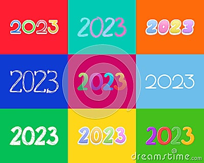 Original calendar dates 2023 on bright multicolor background for calendar, planner, card design Vector Illustration