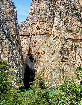 The original Camino Del Rey, El Chorro, Andalucia. Stock Photo