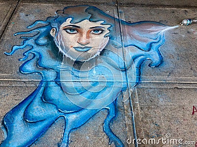 Original chalk drawing at Downtown Appleton Chalk Walk Editorial Stock Photo