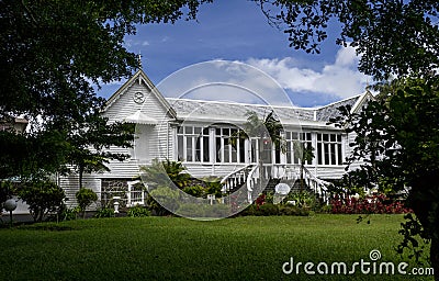 Original colonial government white villa in a beautiful park Stock Photo