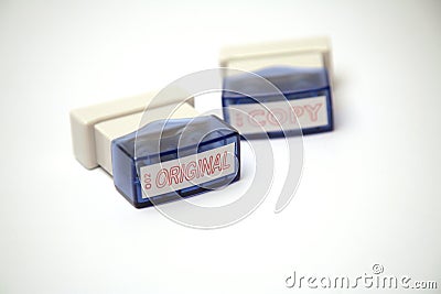 Original and copy stamps Stock Photo