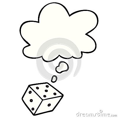 A creative cartoon dice and thought bubble Vector Illustration