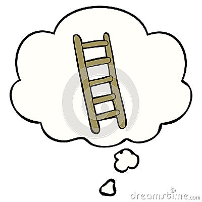 A creative cartoon ladder and thought bubble Vector Illustration