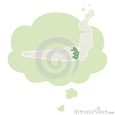 A creative cartoon marijuana joint and thought bubble in retro style Vector Illustration