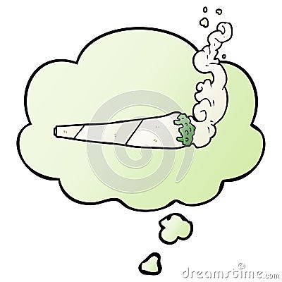 A creative cartoon marijuana joint and thought bubble in smooth gradient style Vector Illustration