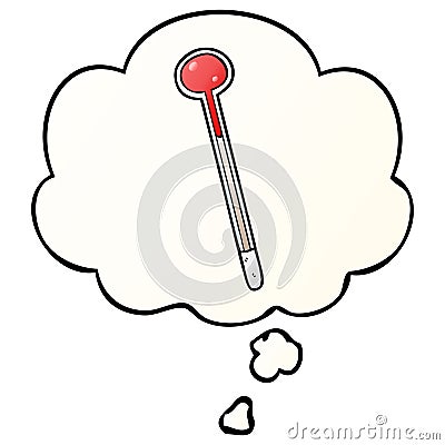 A creative cartoon thermometer and thought bubble in smooth gradient style Vector Illustration