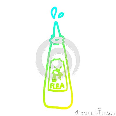 A creative cold gradient line drawing cartoon flea treatment bottle Vector Illustration