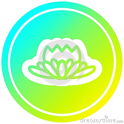 A creative lotus flower circular in cold gradient spectrum Vector Illustration