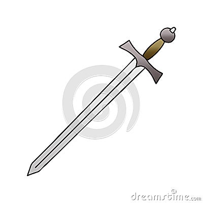 A creative quirky gradient shaded cartoon sword Vector Illustration