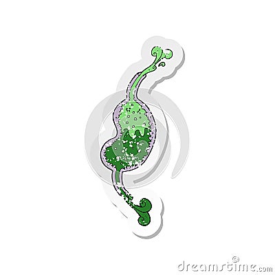 A creative retro distressed sticker of a cartoon bubbling stomach Vector Illustration