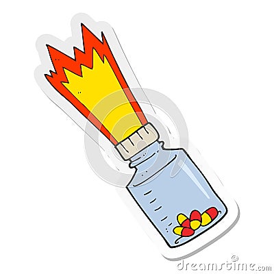 A creative sticker of a cartoon jar of pills Vector Illustration