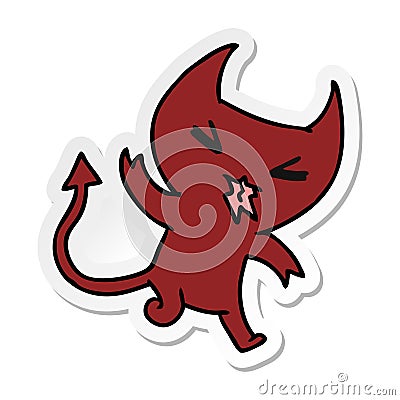 A creative sticker cartoon of a kawaii cute demon Vector Illustration