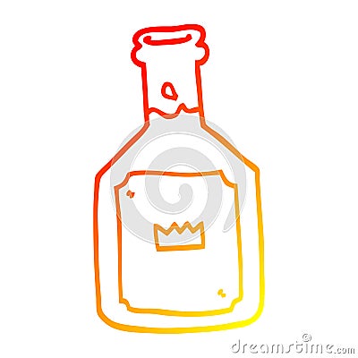 A creative warm gradient line drawing cartoon alcoholic drink Vector Illustration