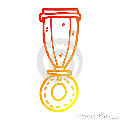 A creative warm gradient line drawing cartoon medal Vector Illustration