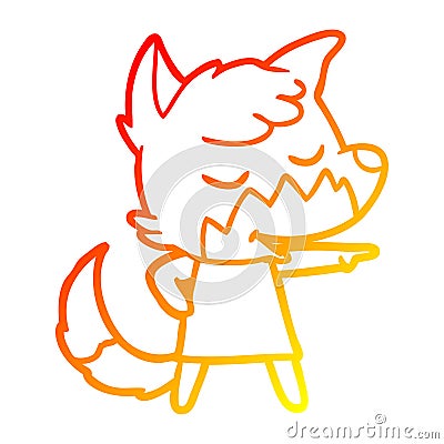 A creative warm gradient line drawing friendly cartoon fox girl Vector Illustration