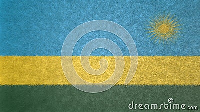 Original 3D image of the flag of Rwanda. Stock Photo