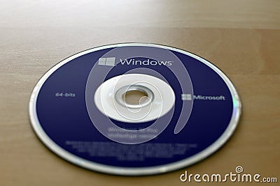 Original dutch Windows 10 pro purple DVD 64-bit Editorial Stock Photo