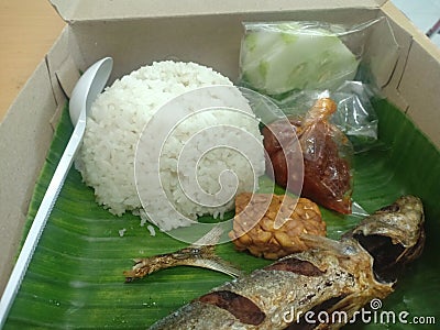 Original fish salad rice with chily souce Stock Photo