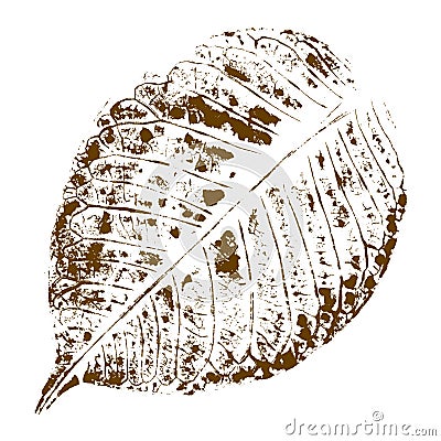 Original hand made leaf stamp, unique nature print Stock Photo