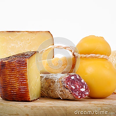 Original italian cheese chopping in white background Stock Photo