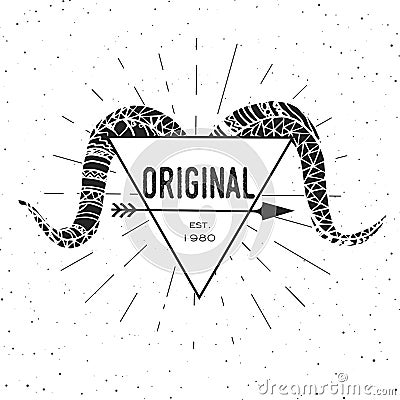 Original - label template with ram's head Vector Illustration